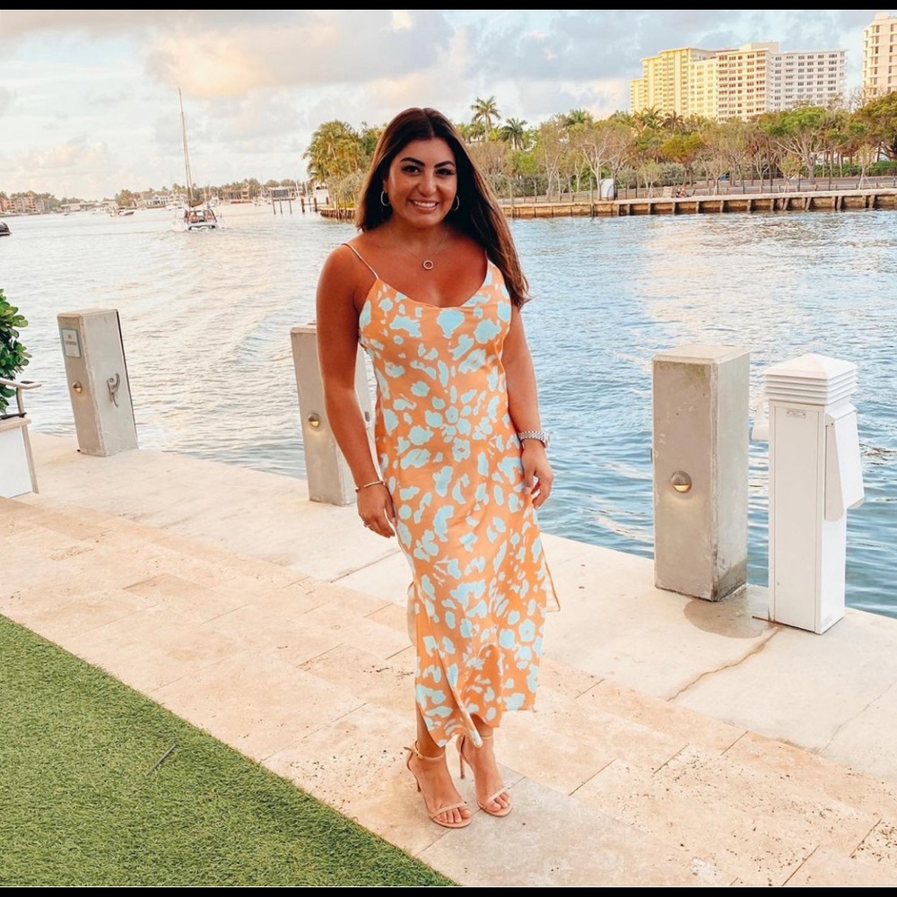 Turquoise / Orange Midi Dress